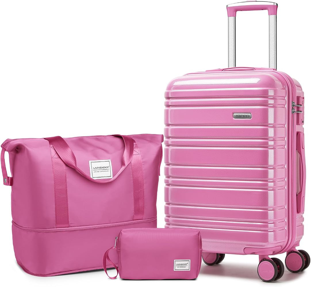 LARVENDER Carry on Luggage 22x14x9 Airline Approved, 20 Inch Hardside Suitcase with Wheels TSA Lo... | Amazon (US)