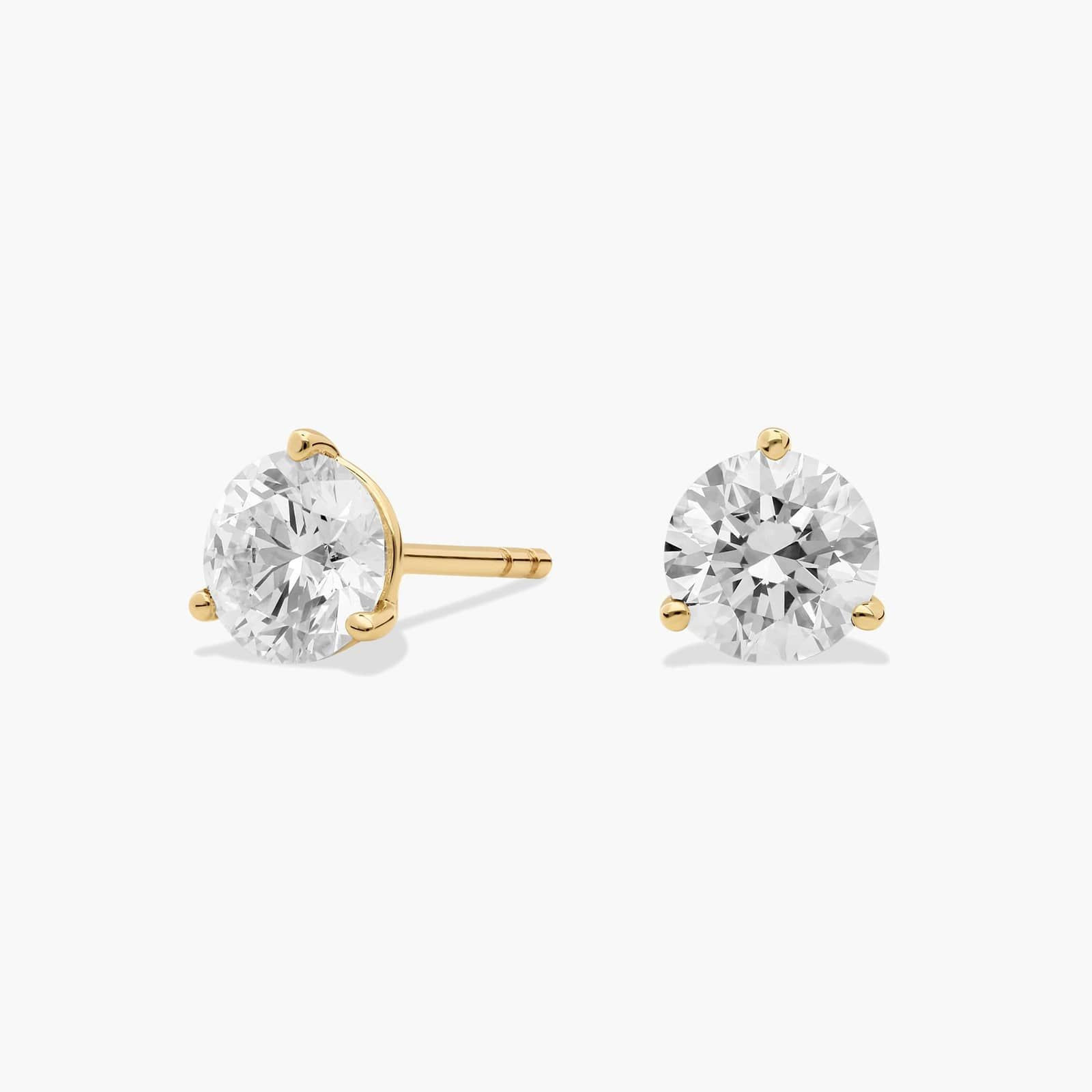 Three Prong Martini Round Brilliant Lab Grown Diamond Earrings  In 14K Yellow Gold (1 1/2 Ct. tw.... | Blue Nile