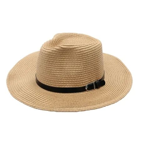 Men Womens UPF50 Foldable Summer Panama Roll up Straw Hat Wide Brim Fedora Sun Beach Hat Brown | Walmart (US)