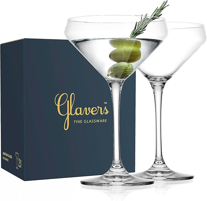 Glaver's Martini Glasses Set of 2 Cocktail Glasses, 10.5 Ounce Stemmed Margarita Glasses, For Bar... | Amazon (US)
