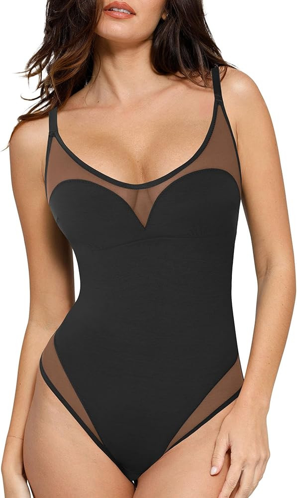 Popilush The Shapewear Bodysuit for Tummy Control Mesh Bodysuits with Build in Bra 2024 Summer Ta... | Amazon (US)