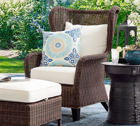 Torrey All-Weather Wicker Wingback Lounge Chair, Espresso | Pottery Barn (US)