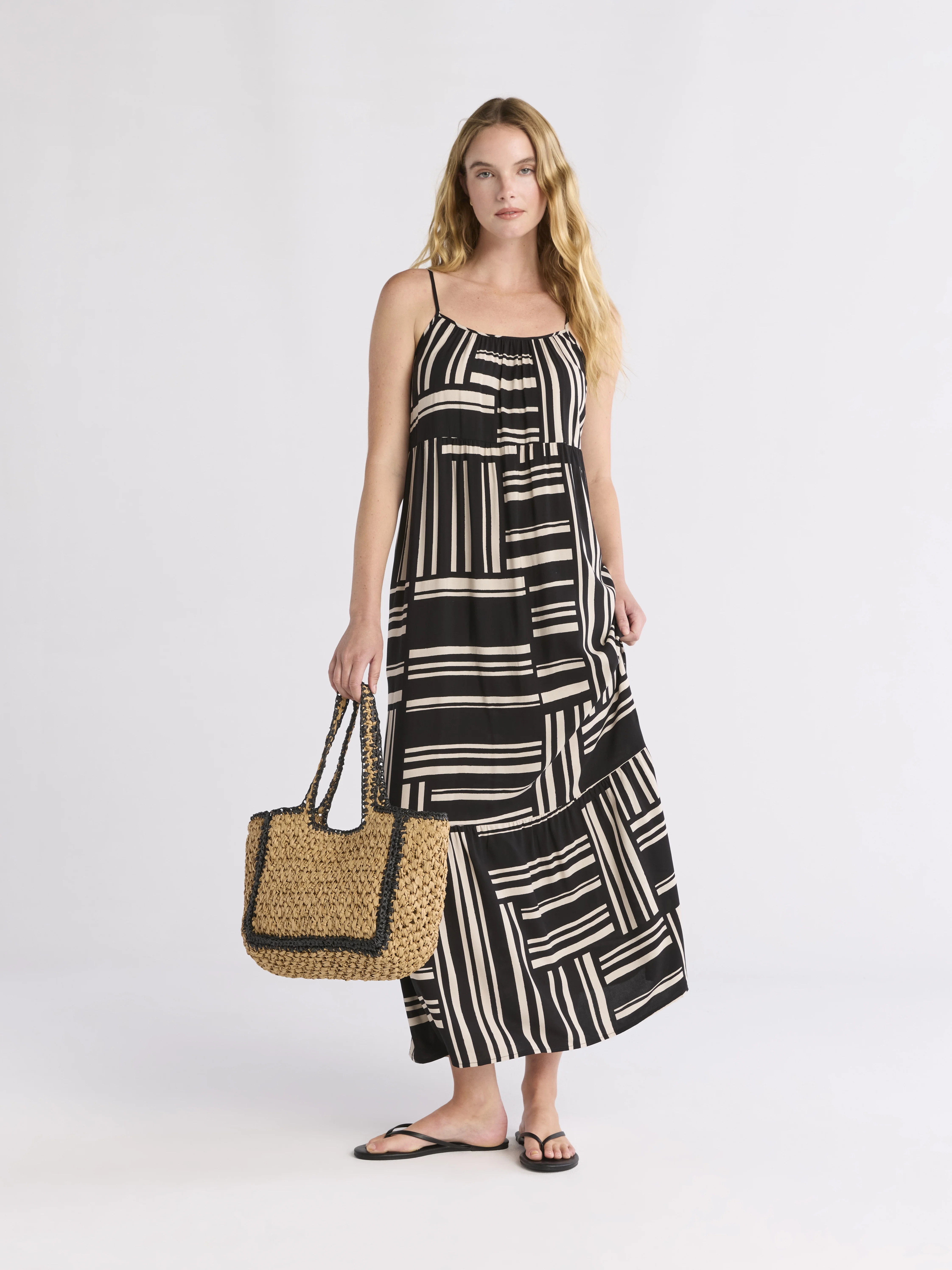 Time and Tru Women’s Tiered Maxi Dress, Sizes XS-XXXL | Walmart (US)