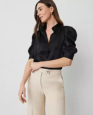Shirred Puff Sleeve Top | Ann Taylor