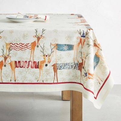 Natale Reindeer Tablecloth | Williams-Sonoma