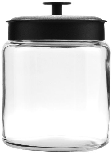 Anchor Hocking Montana Glass Jars withFresh Sealed Lids, Black Metal, 96 oz (Set of 2) | Amazon (US)