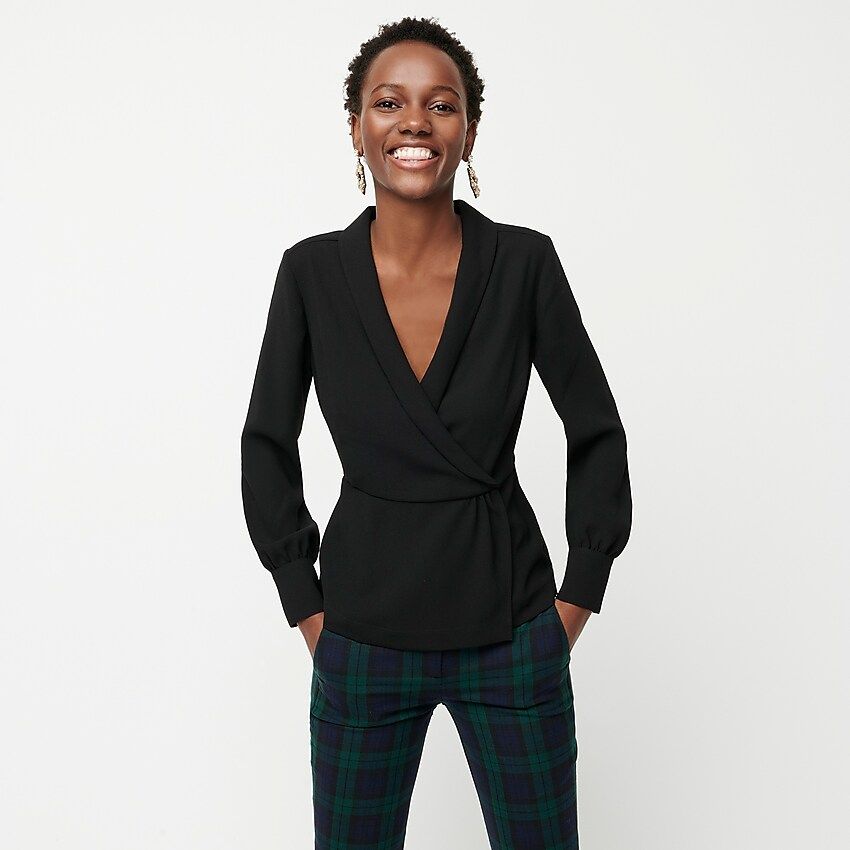 Drapey faux-wrap top in 365 crepe | J.Crew US