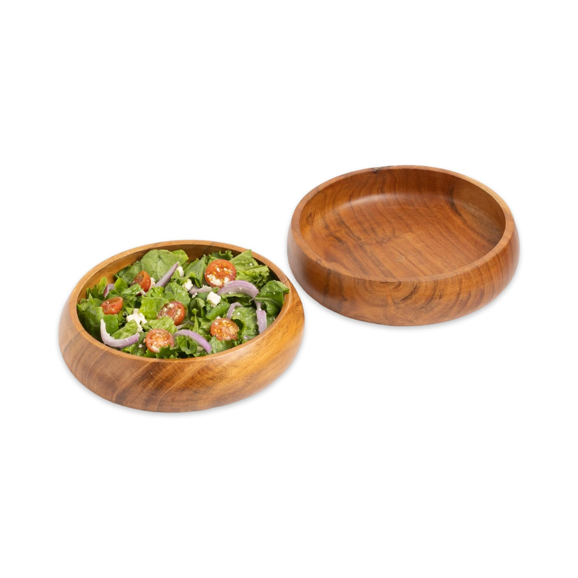 Acacia wooden salad bowls set of 2, large individual bowls 8 x 2 inches (25 oz) with Food safe wo... | Amazon (US)
