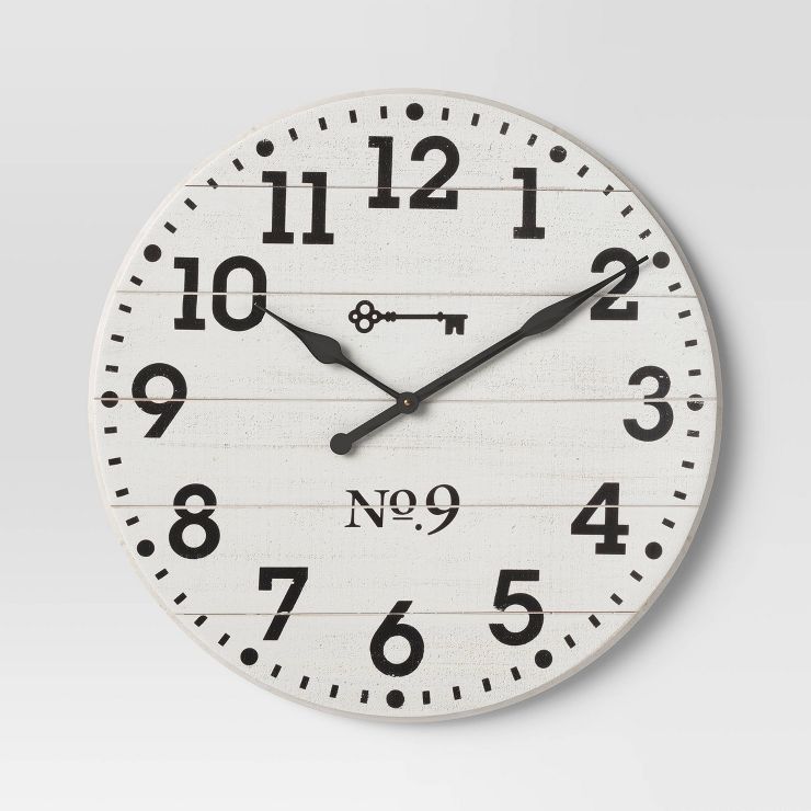 26" Farmhouse Wood Wall Clock White - Threshold™ | Target