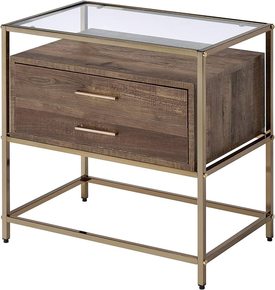 Knocbel Contemporary 1-Drawer Nightstand with Clear Glass Top, Sofa Couch Side Bedside End Table ... | Amazon (US)