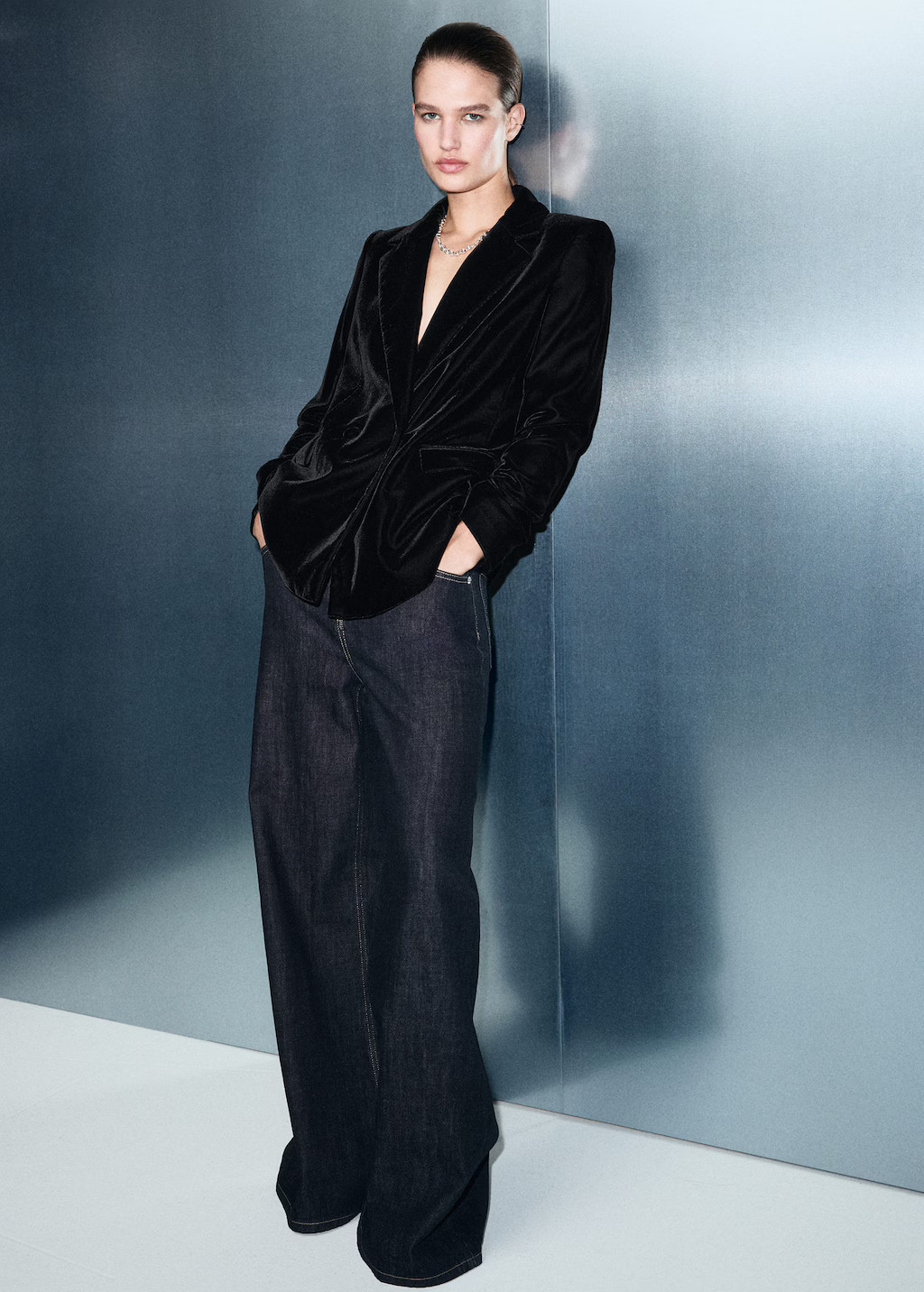 Double-breasted velvet jacket black - Woman - M - MANGO | Mango (US/MX/AU)