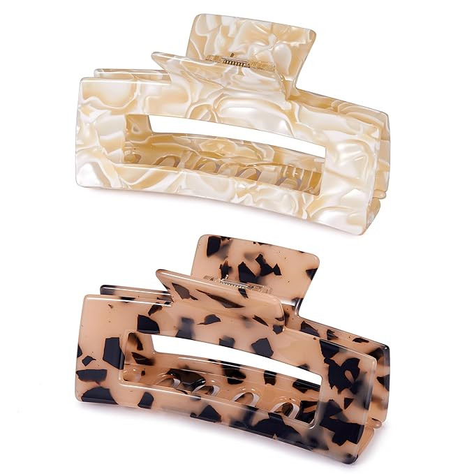 Large Tortoise Shell Claw Clip 4.1 Inch Cellulose Acetate Hair Claw, 2 Pack Banana Hair Claw Clip... | Amazon (US)