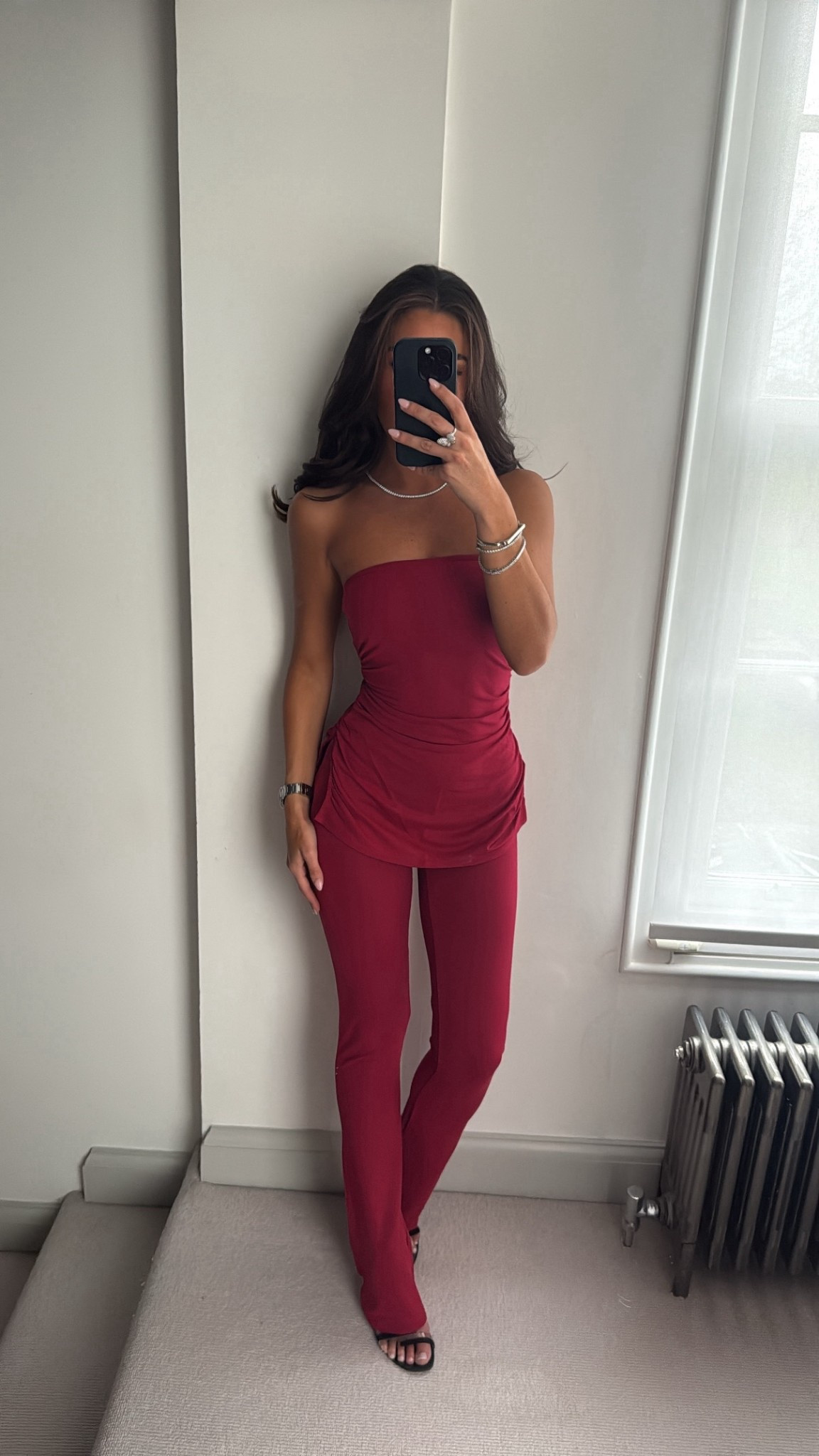 red outfit, going outfit, co-ord, girls night outfit, date night outfit , bandeau top 

#LTKuk #LTKspring #LTKdatenight