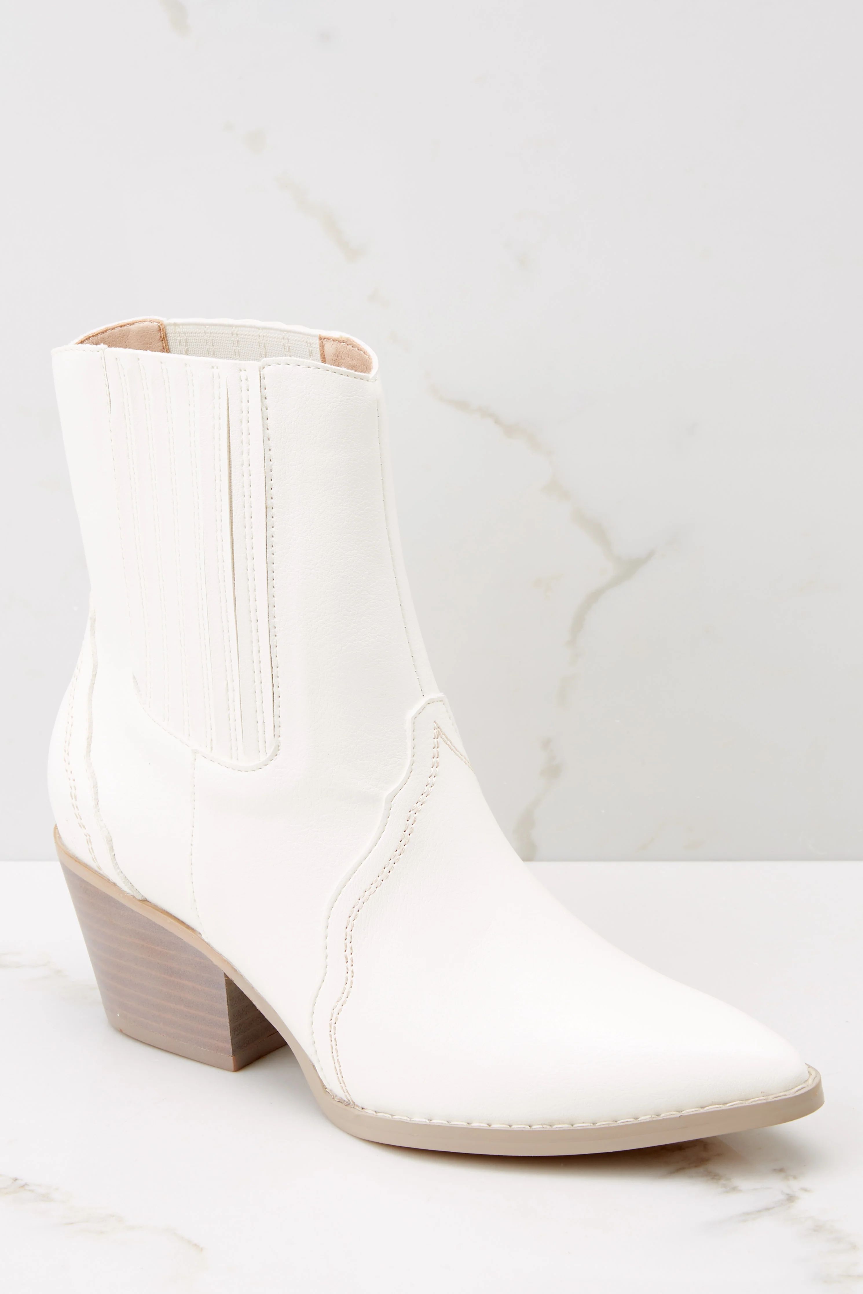Strike A Chord White Ankle Booties | Red Dress 