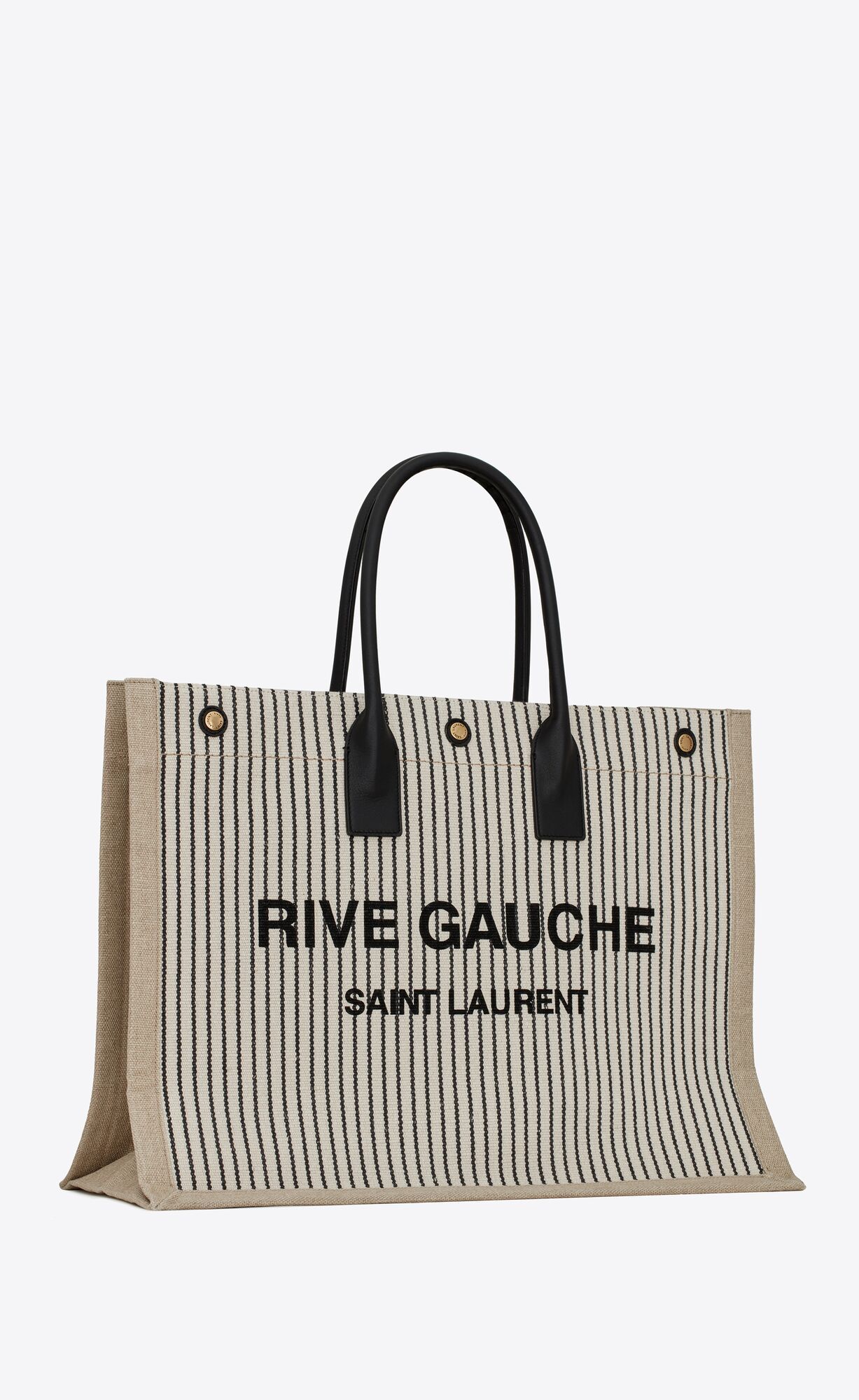 rive gauche tote bag in linen and smooth leather | Saint Laurent Inc. (Global)