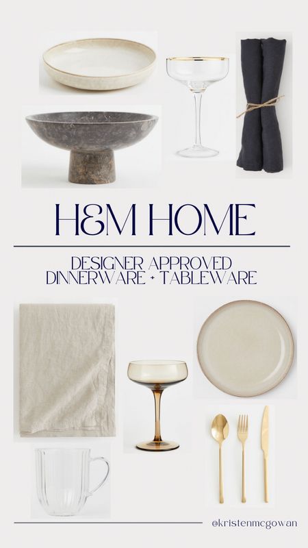 Modern organic H&M Home tableware + dinnerware for a stunning and timeless dining table! I love mixing materials like glass, linen, marble & ceramic for a textured look! 

#LTKhome #LTKunder100
