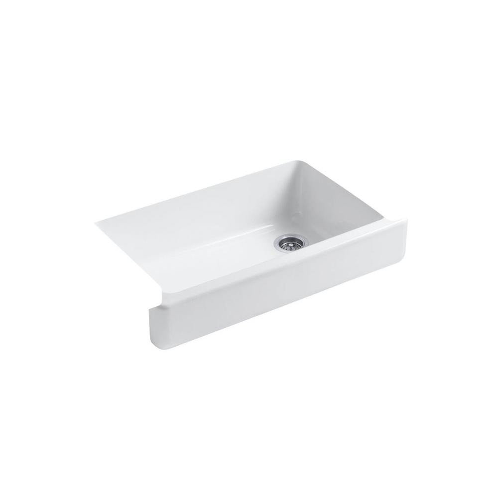 KOHLER Whitehaven Undermount Farmhouse Apron Front Cast Iron 36 in. Single Basin Kitchen Sink Kit in | Home Depot