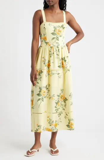 MOON RIVER Floral Ladder Stitch Embroidery Sundress | Nordstrom | Nordstrom