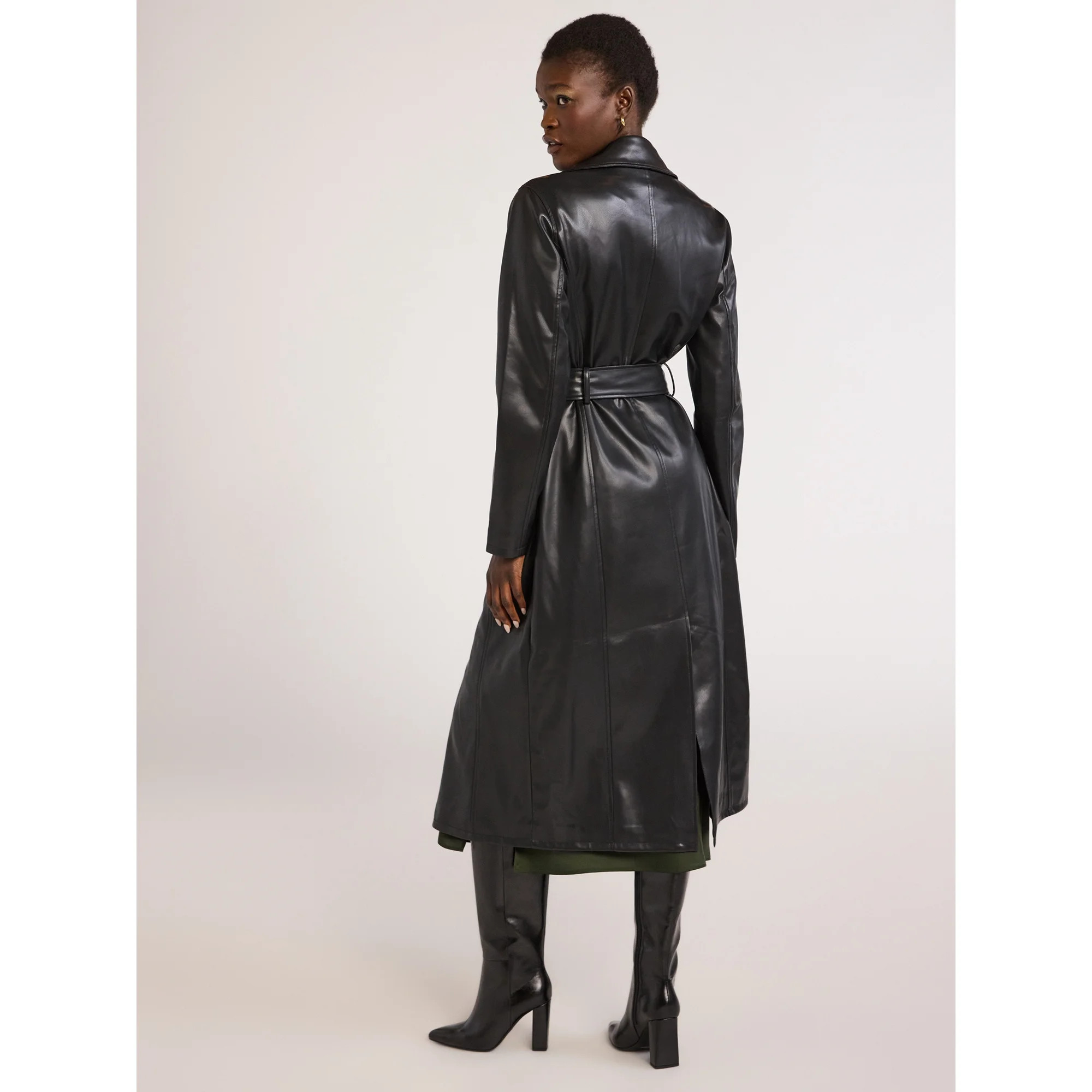 Scoop Women’s Faux Leather Moto Trench Coat, Sizes XS-XXL | Walmart (US)