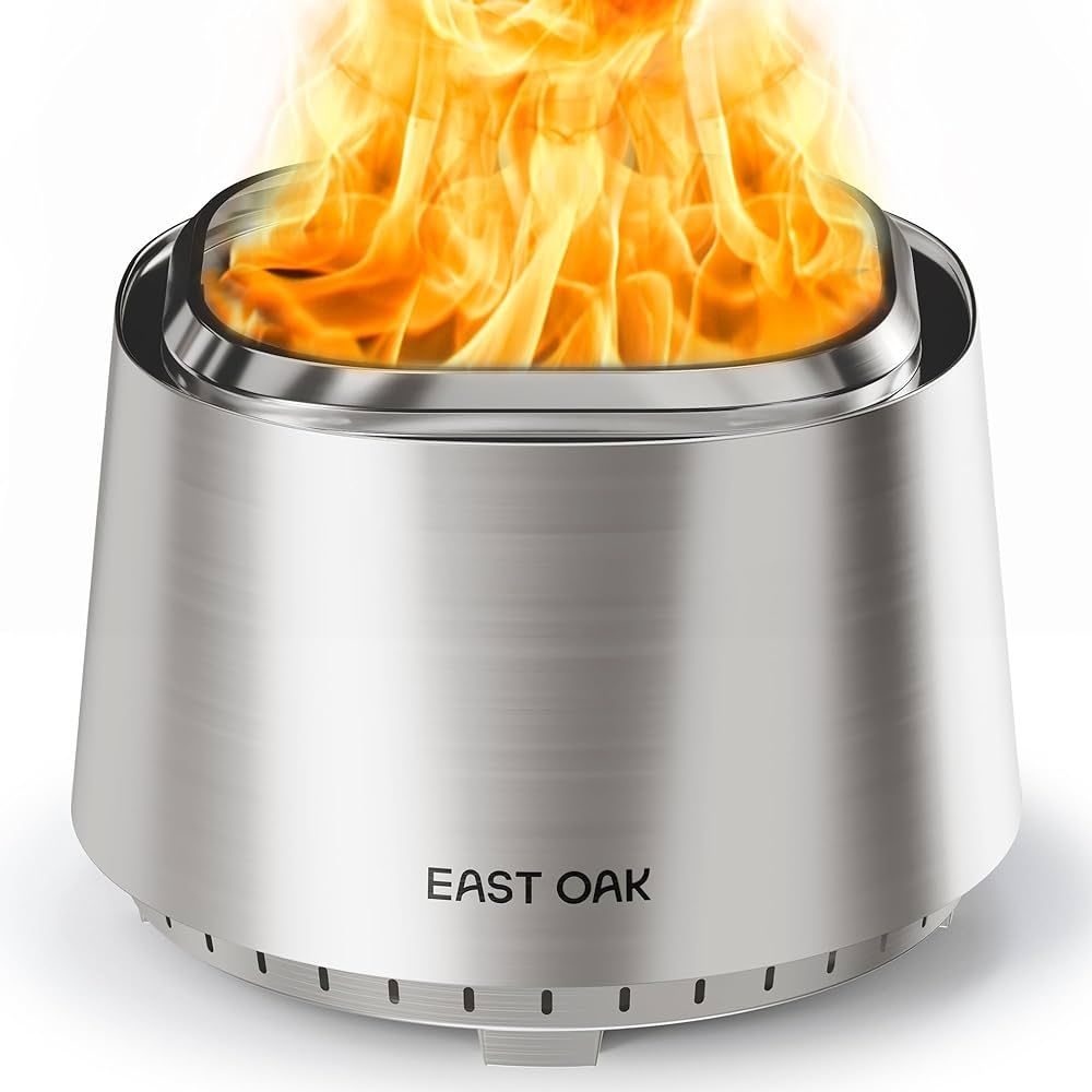 EAST OAK Fire Pit Smokeless 21'' for Outside Patio, 304 Stainless Steel Wood Burning Fireplaces, ... | Amazon (US)