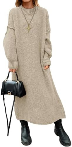 Saodimallsu Womens Oversized Sweater Dress Mock Neck Long Sleeve Casual Warm Chunky Knit Fall Win... | Amazon (US)