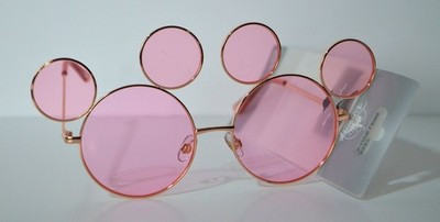 2025 Disney Parks Mickey Mouse Shaped Sunglasses Rose Gold and Pink Lens New | eBay US