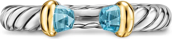 Petite Cable Open Ring in Sterling Silver with 14K Yellow Gold, 3.4mm | Nordstrom