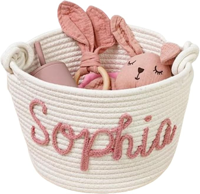 Personalized Small Woven Basket Custom Cotton RoPersonalized Baby Name Basket, Custom Baby Shower... | Amazon (US)