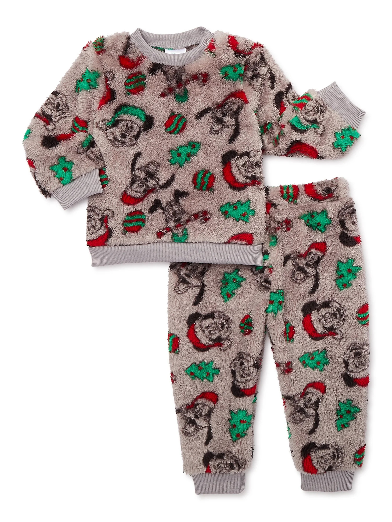Mickey Mouse Baby and Toddler Christmas Faux Sherpa Top and Joggers Set, 2-Piece, Sizes 0/3M-5T | Walmart (US)