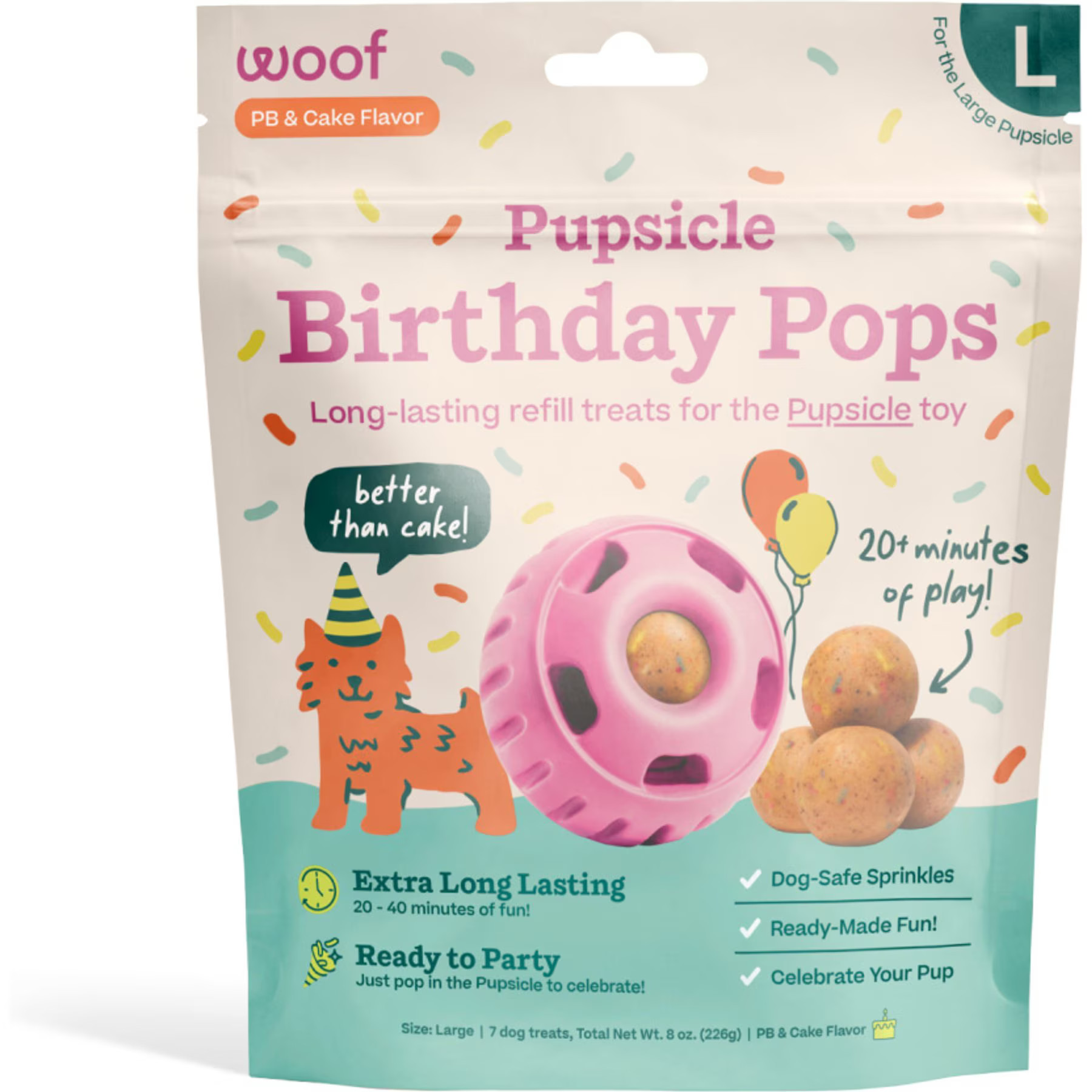 Woof Pupsicle Pops Refills Peanut Butter Birthday Lickable Dog Treats, Large, 7 count | Chewy