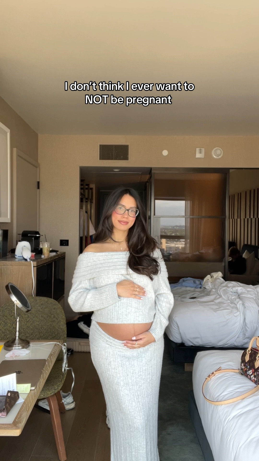 Bump friendly matching sweater skirt set 