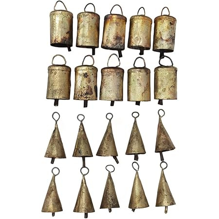 HIGHBIX 4cm Small Vintage Rustic Lucky Tin Metal Cow Bells Handmade Christmas Décor Bells on Jut... | Amazon (US)