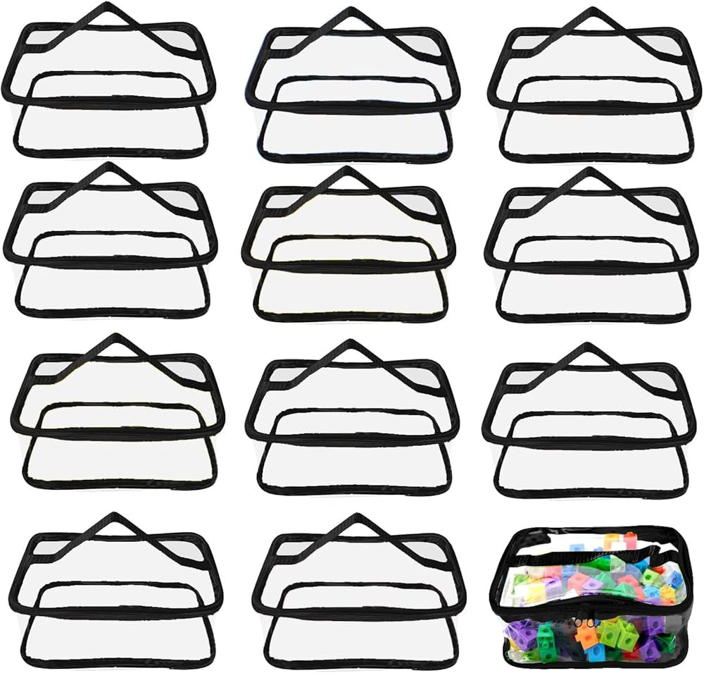 12 Packs Toy Storage Bags with Zipper PVC Waterproof Toy Bags Plastic Storage Organizer Clear Org... | Amazon (US)