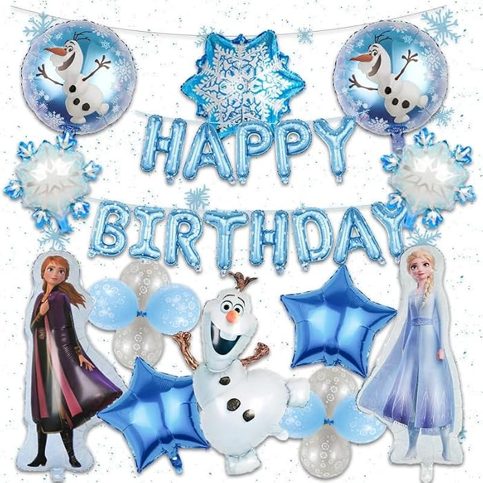 17Piece Frozen Aluminum Balloon Set - Frozen & Classic Design, Vibrant 3D Cartoon Shape, Party De... | Amazon (US)