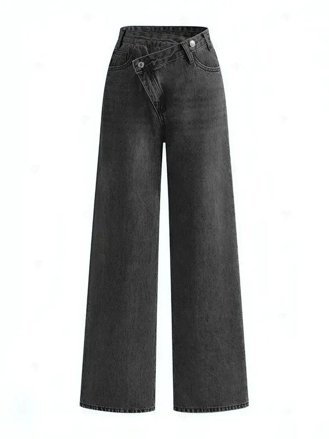Asymmetric Waist Wide-Leg Jeans | Commense