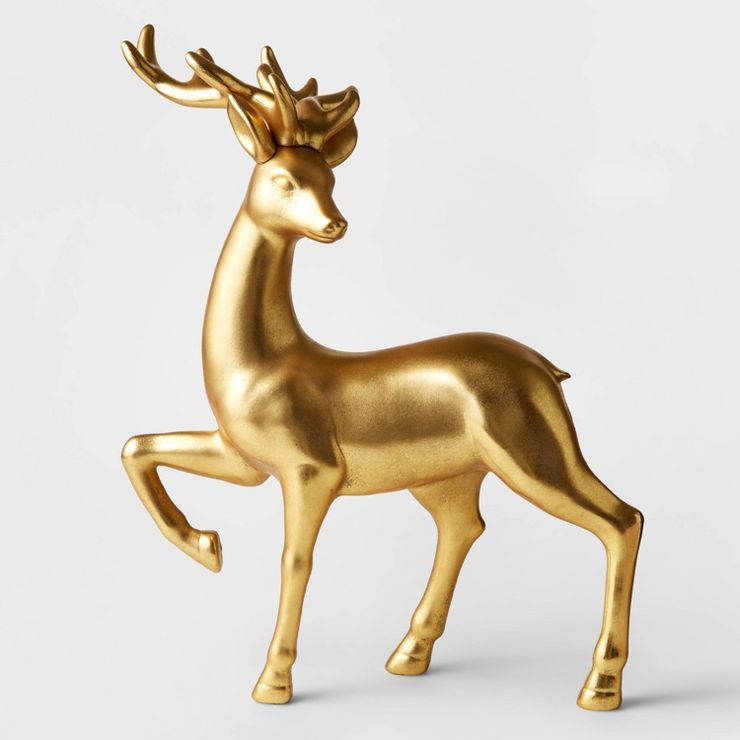 18.75" Plastic Standing Deer Decorative Figurine Metallic Gold - Wondershop™ | Target