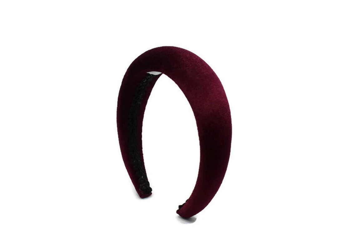 Maroon 4cm Plain Headband Burgundy Extra Thick Velvet Padded - Etsy UK | Etsy (UK)