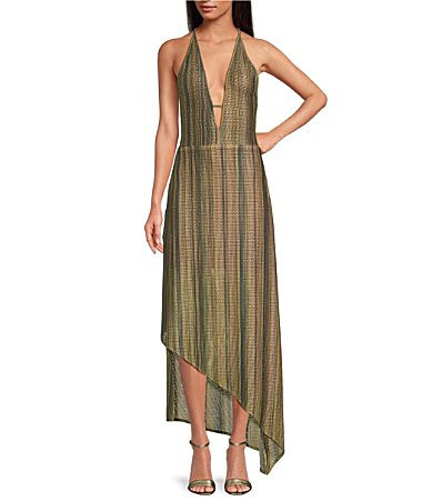 IRO Emman Woven V-Neck Sleeveless Asymmetrical Midi Dress - 34 (US 2) | Dillard's