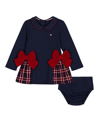 Baby Girls 2-Piece Long-Sleeve Dress and Diaper Cover Set | Macy's