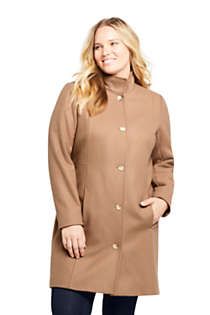 Women's Plus Size Fit and Flare Long Wool Coat | Lands' End (US)