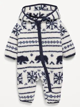 Printed Sherpa Hooded One-Piece for Baby | Old Navy (US)