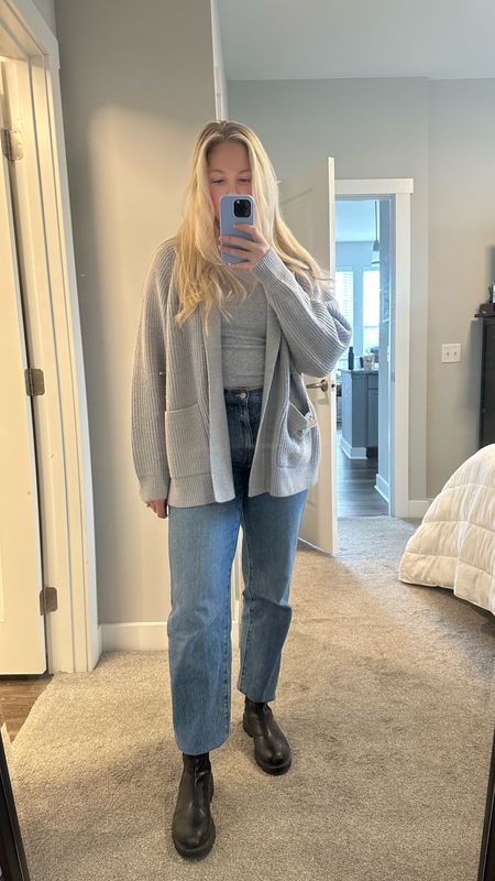 The best fitting jeans and the warmest and coziest cardigan sweater! It has a nice weight to it and is super warm  Highly recommend. 

#LTKSeasonal