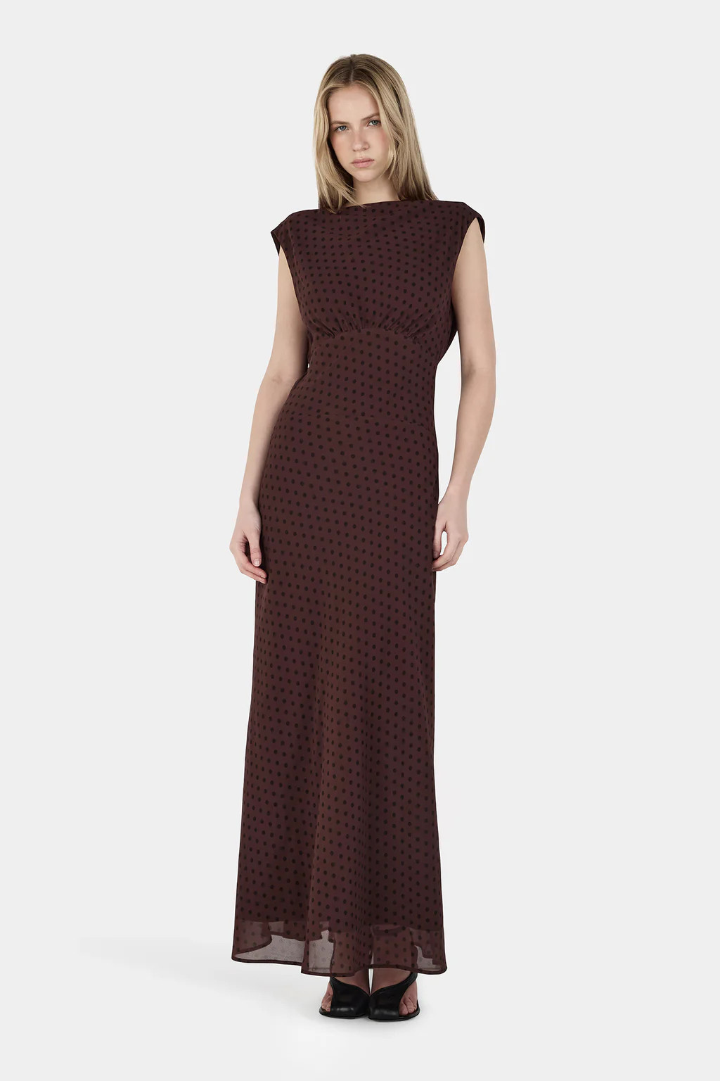 Carmela Bias Dress Chocolate Polka | Hansen and Gretel