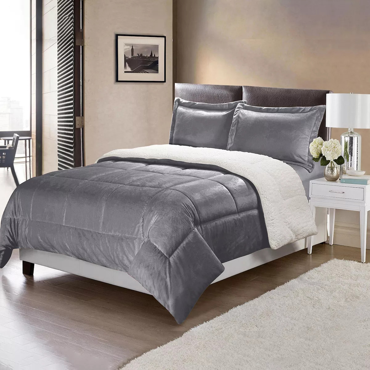 Swift Home Ultra Plush Reversible Micromink & Sherpa Fleece Comforter Set | Kohl's