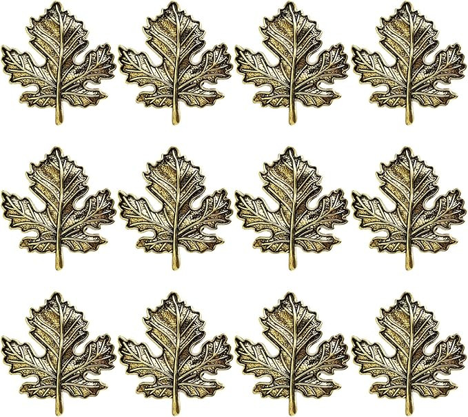 STMK Set of 12 Maple Leaf Napkin Rings, Fall Napkin Rings Alloy Napkin Holder for Fall Thanksgivi... | Amazon (US)