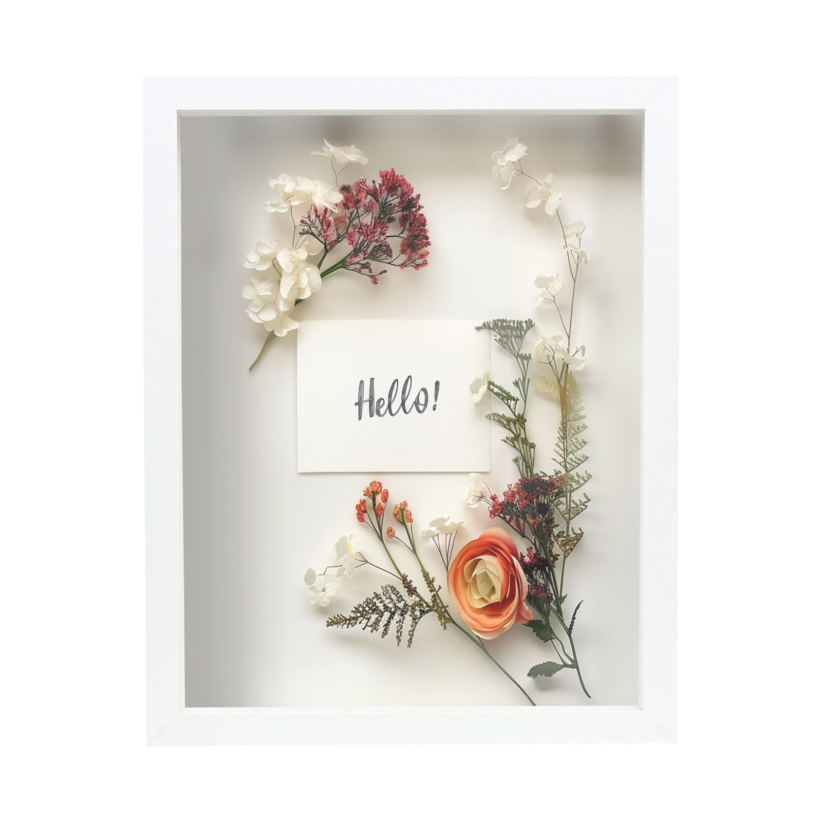 FrameWorks 11” x 14” White Wooden Shadow Box Frame – Display Case with Soft Felt Back, Memo... | Amazon (US)