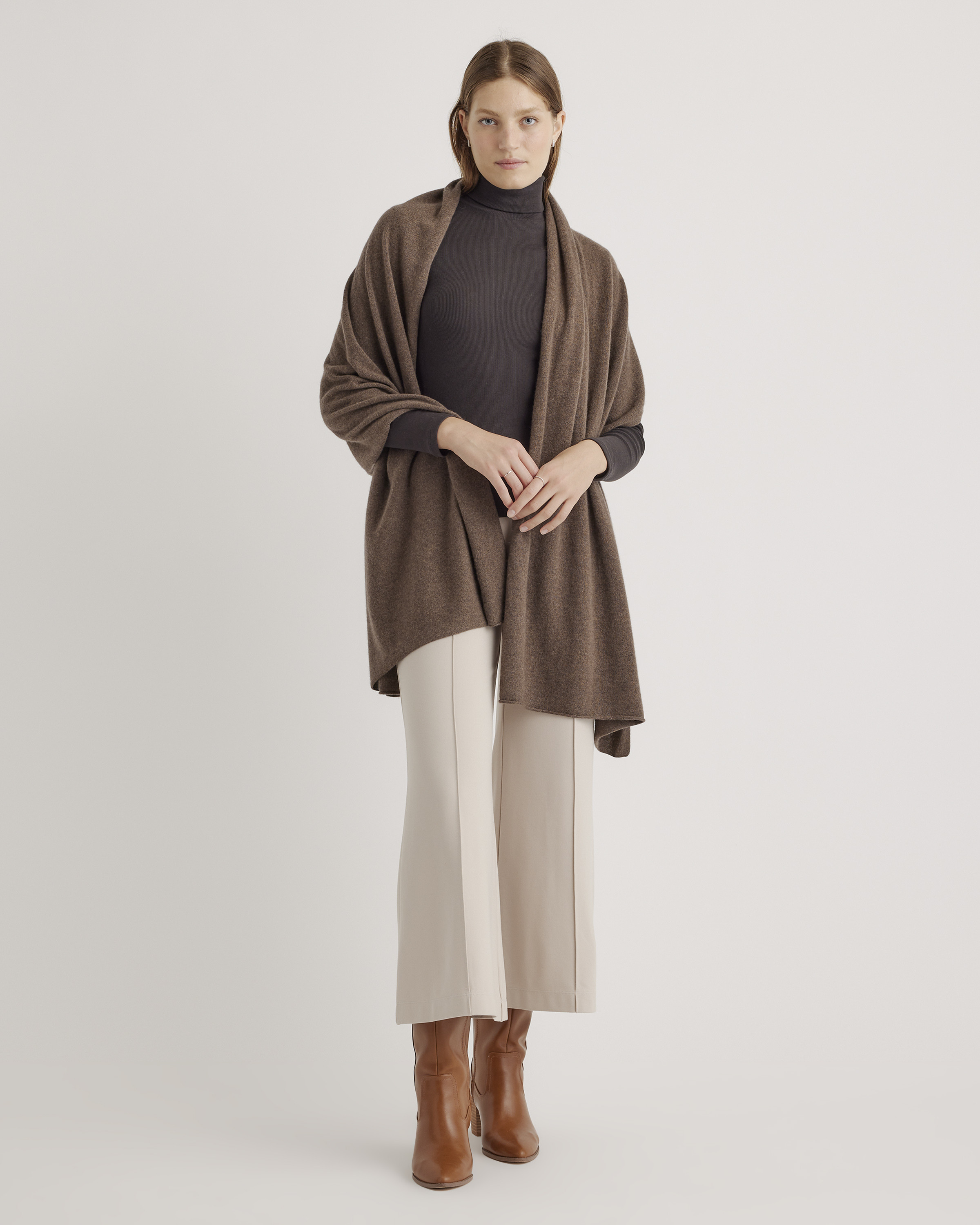 Quince | Women's Mongolian Cashmere Wrap in Brown | Quince