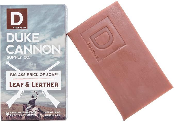 Duke Cannon Great American Frontier Men's Big Brick of Soap - Leaf + Leather, 10oz, Blue, 1 Bar | Amazon (US)