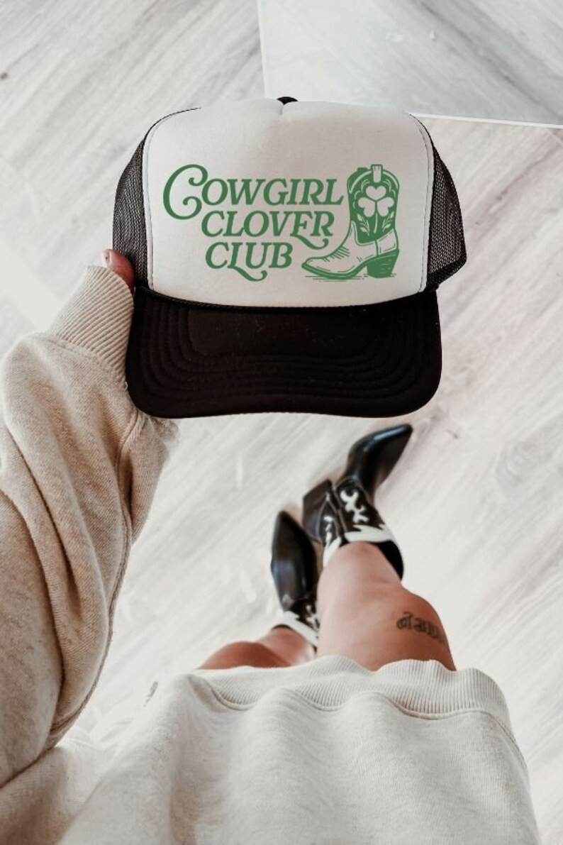 Cowgirl Clover Club Trucker Hat, Cowgirl Trucker Hat, St. Patricks Day Hat, Cute Trucker Hat, Wes... | Etsy (US)