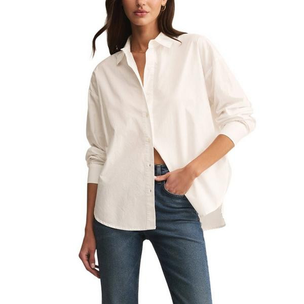 Women's Z Supply Elevated Poplin Long Sleeve Button Up Shirt XSmall White | Scheels Sports